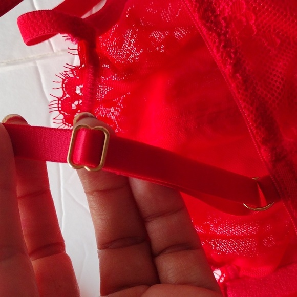 INC International Concepts Sz M Longline Underwire Bra Lace Bustier Red - Picture 7 of 8